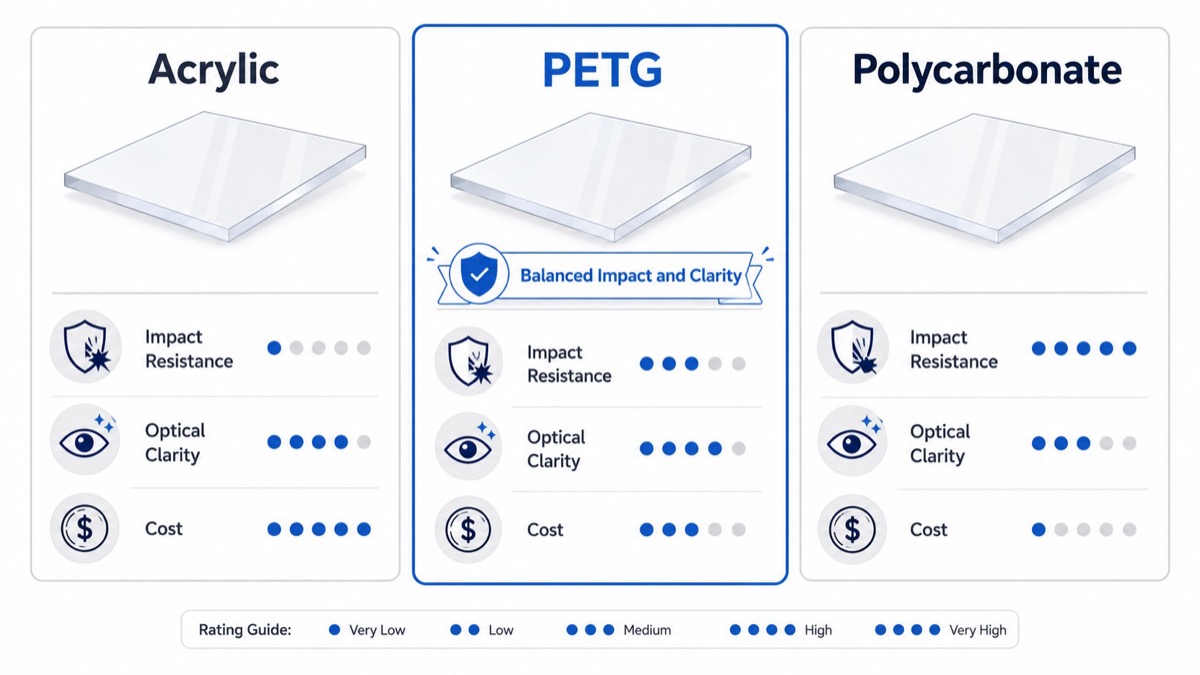 PETG مقابل الأكريليك والبولي كربونات